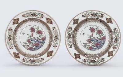 YONGZHENG (1723-35) A PAIR OF UNUSUAL FAMILLE ROSE PLATES